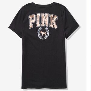 PINK Victoria's Secret Black Tee with Logo Women’s Small